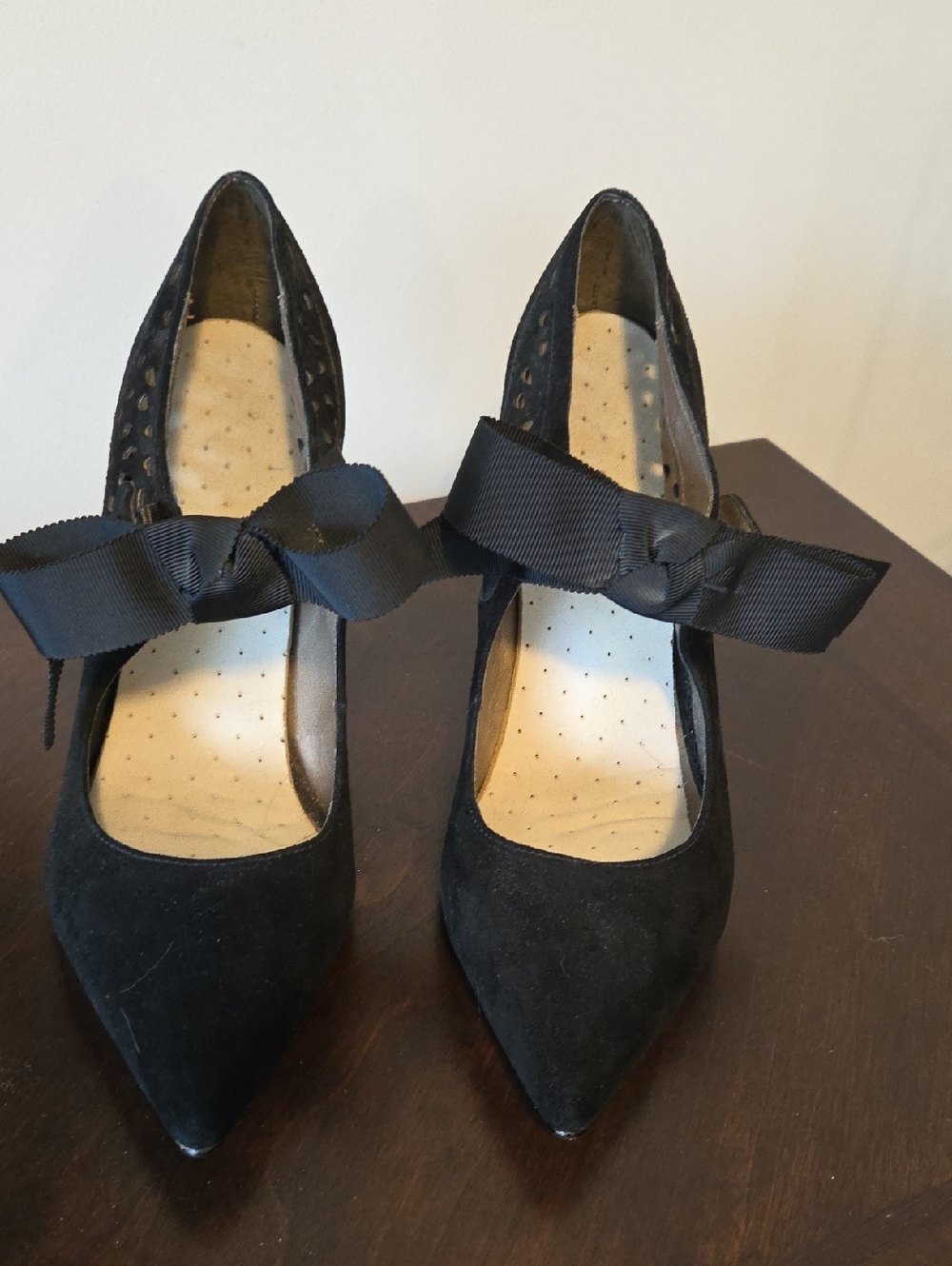 Black Suede Mary Jane W/ Bow